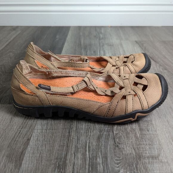 Jambu Xterra air vent tan leather t-strap Mary Jane outdoor flats sandal 7.5 - Picture 5 of 7
